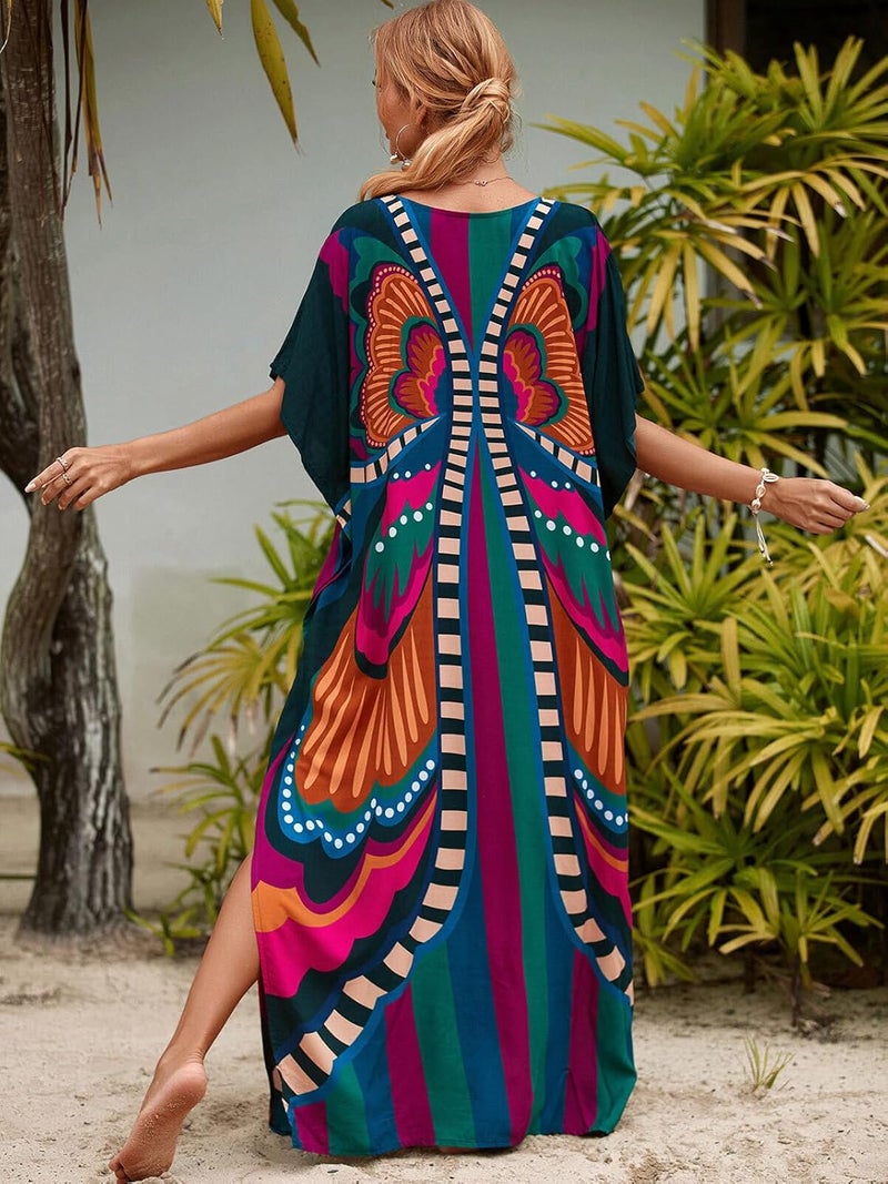 IMAGEKOPE Kaftan Dresses for Women Plus Size Bathing Suit Cover up Caftan Maxi Beach Dresses - Image 3